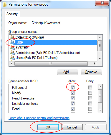 Vista Wwwroot Permissions